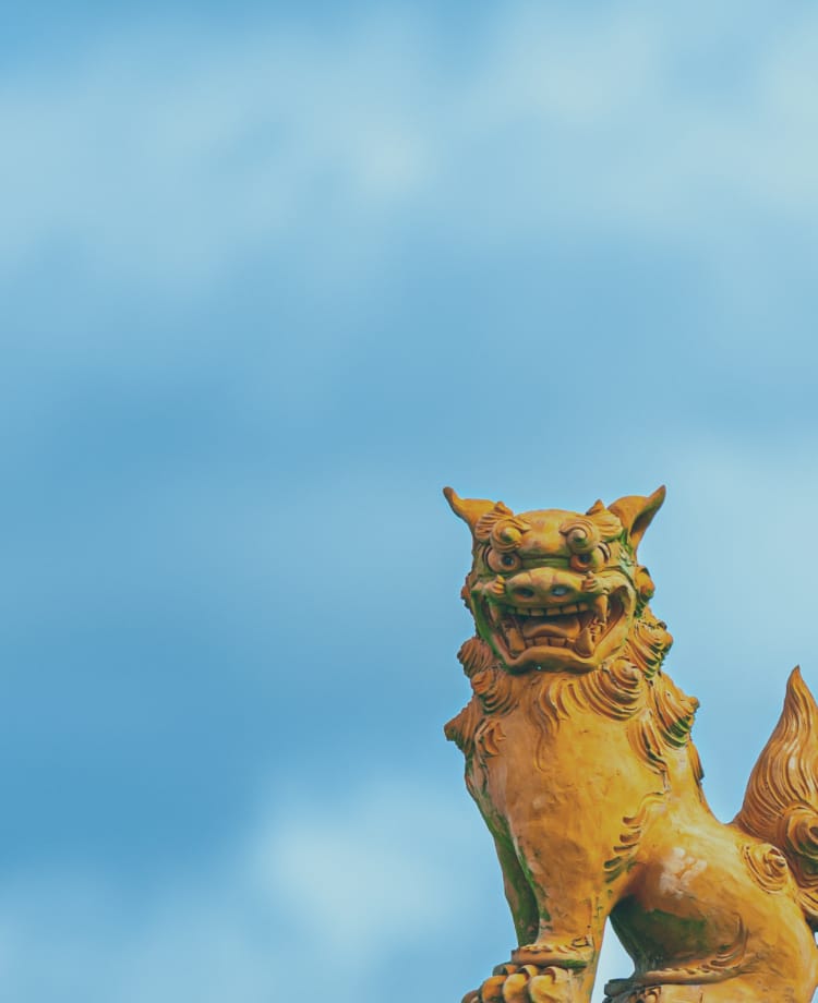 シーサーがこっちを向いてる様子